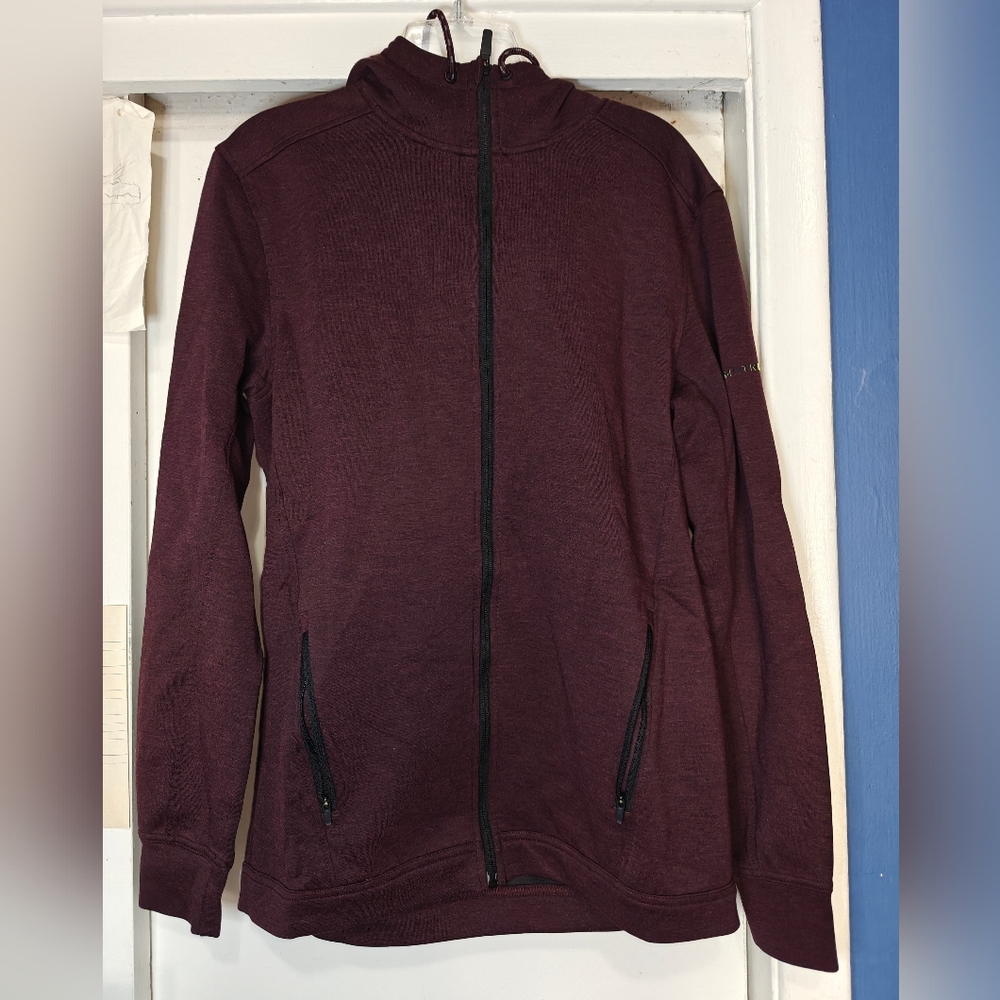 Burgundy Full-Zip performance hoodie Sz S/P